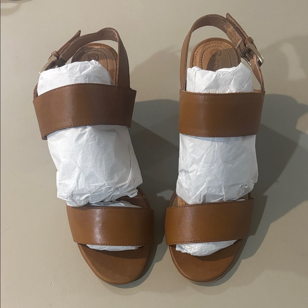 Corso Como Tan Leather Sandals Size 6.5 New No Box